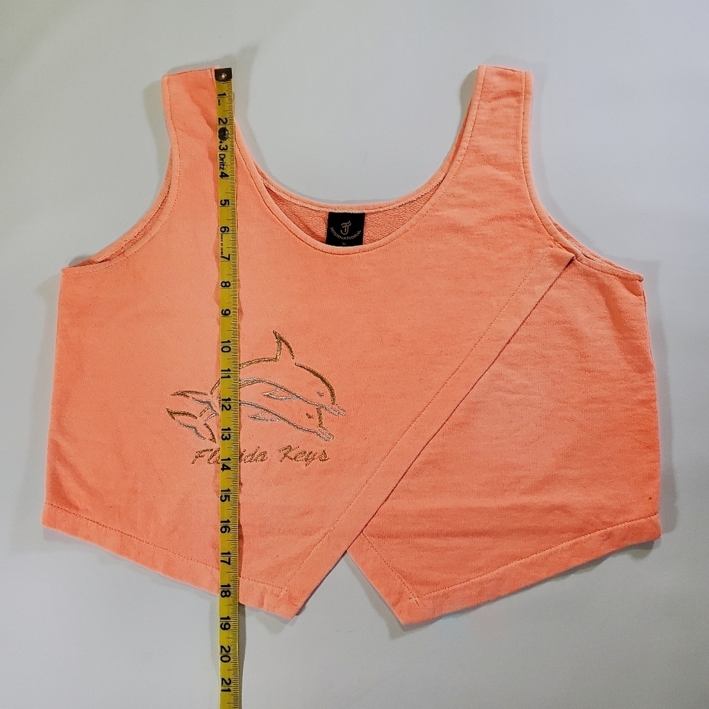 2280 * Vintage Florida Keys Dolphin Cropped Tank Peach Orange Size M - Picture 7 of 7